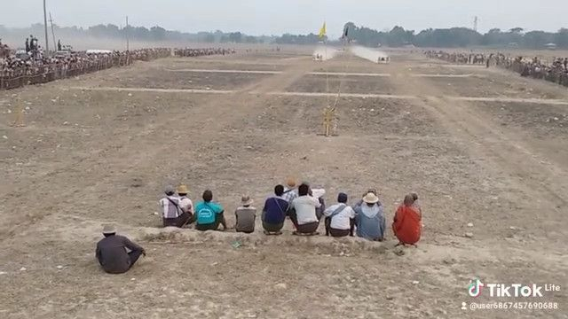 Bullock cart race in Myanmar (Burma)