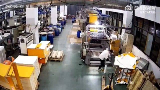 Worker Stuck In Spinning Machine