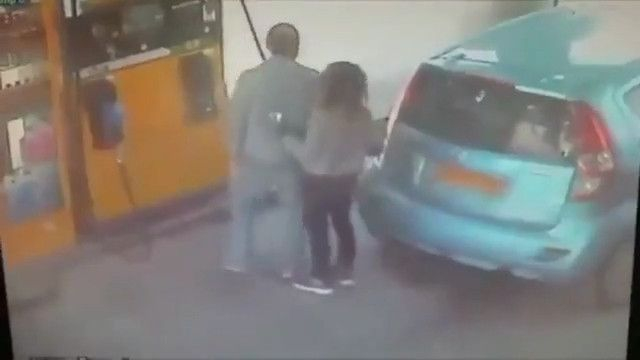 A Woman Set Fire To Gasoline That A Man Poured Into The Tank