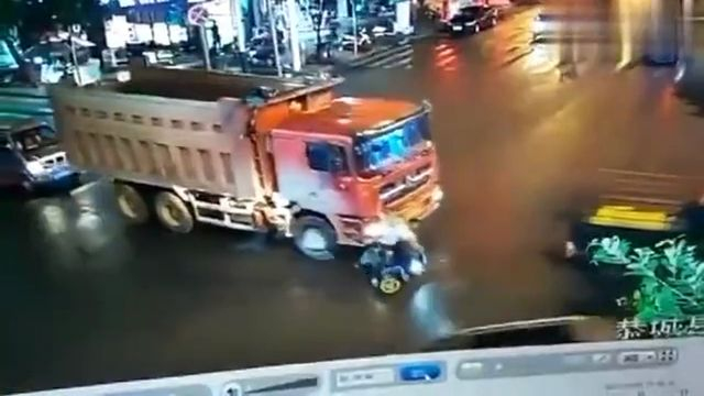 Motorcyclist Tragically Crushed By Big Truck