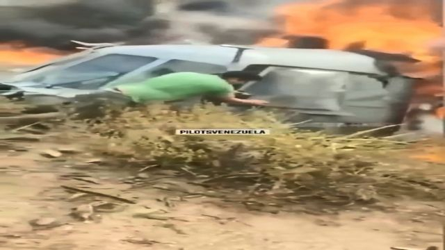 Pilot Trapped In Burning Helicopter