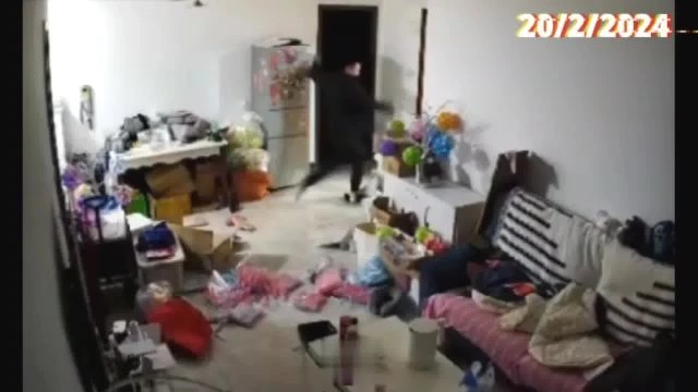 The Bastard Kicks His Wife Lying On The Floor. China