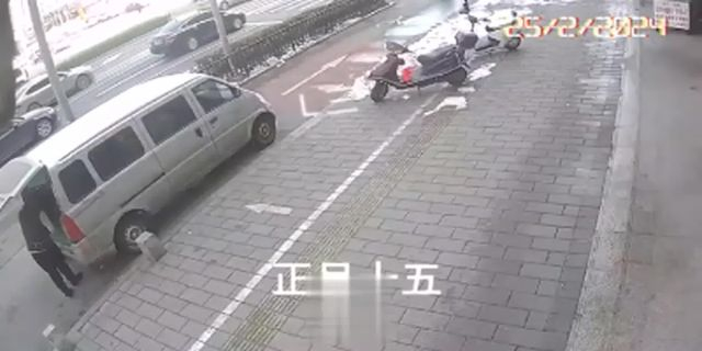 Chinese Man Grabbing Something From His Car Trunk Crashed By Van