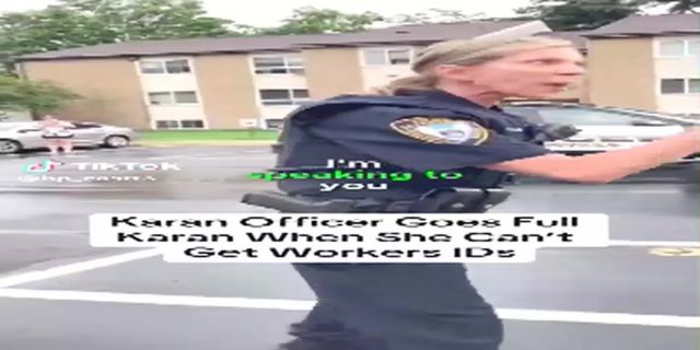 A Policewoman Goes Mental Over Construction Workers Doing Their Jobs