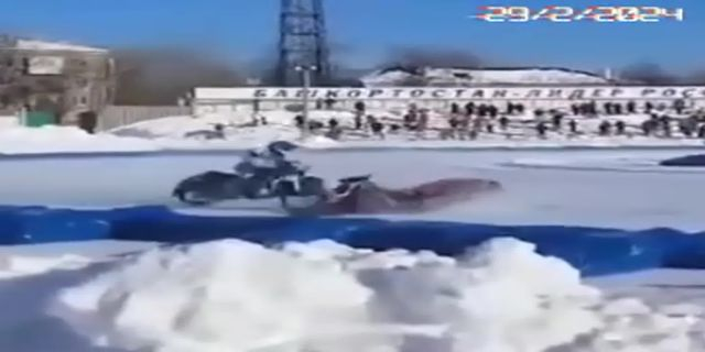 Hard Footage From Motorcycle Racing On Ice In Ufa. Russia
