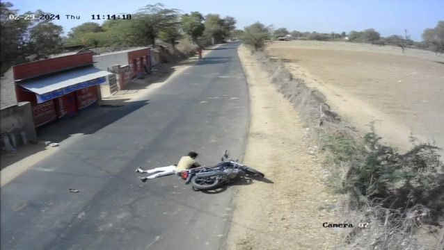 A Motorcyclist Hit A Woman On An Empty Road