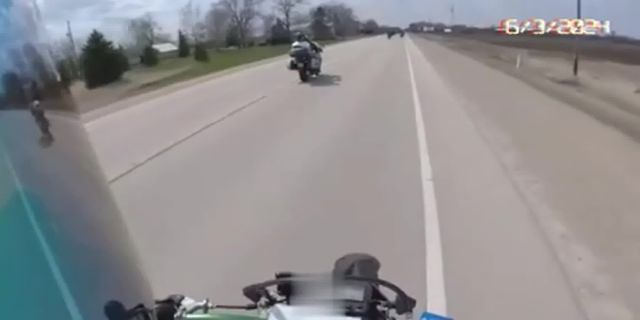Dog Wipes It Out Two Motorcyclists On A Highway