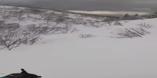 Skier Falls Into Snow Covered Waterfall