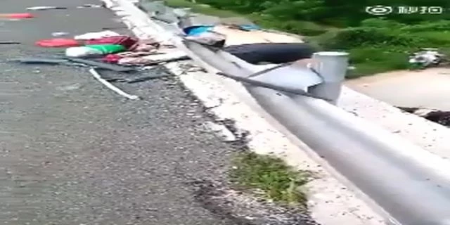 The Dude's Spine Is Pierced Through By A Pipe Of A Road Fence