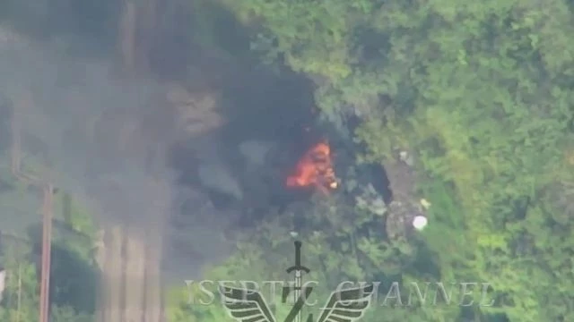 Lancet Destroys A Ukrainian Tank With Subsequent Detonation Of Ammunition