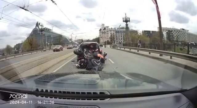 The Biker Went Way Ahead Of Himself. Riga, Latvia
