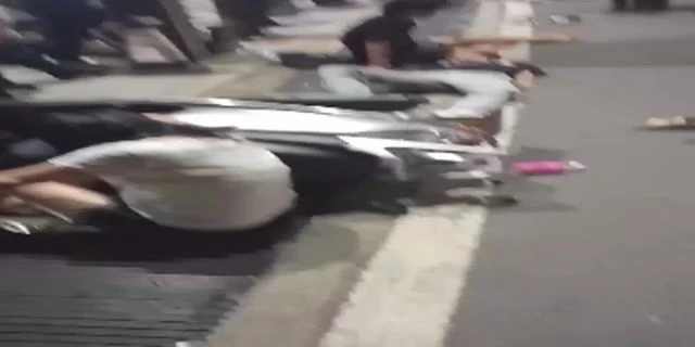 The Accident Of Several Scooters.  There Are Dead People