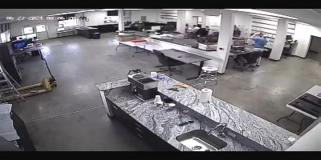 Dog Falls Through Ceiling At An Office