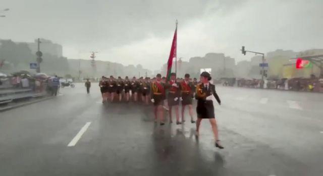 Belarusian Girls Rehearse A Military Parade