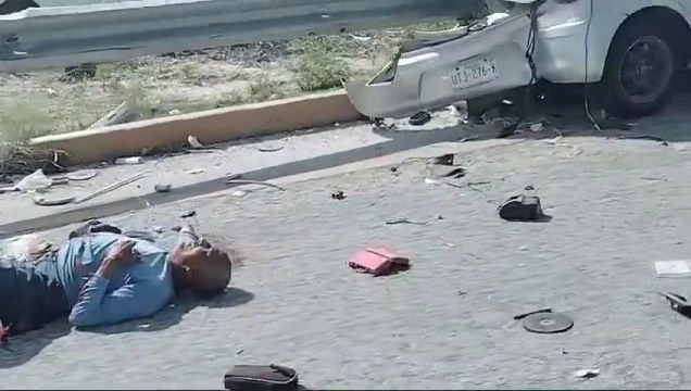 The Car Is Pierced Through By A Road Fence