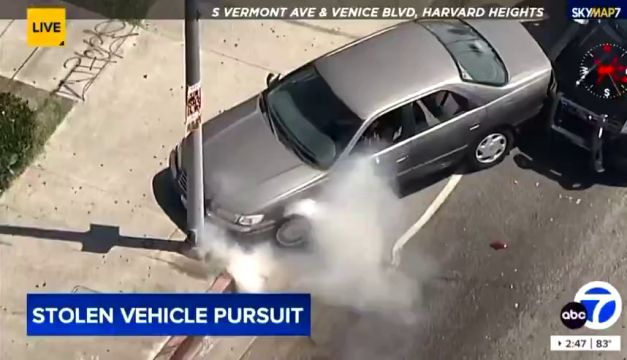 A Chase In The Los Angeles, California Area Ended In A Crash And Police Opened Fire On The Vehicle, Hitting The Driver, Who Died