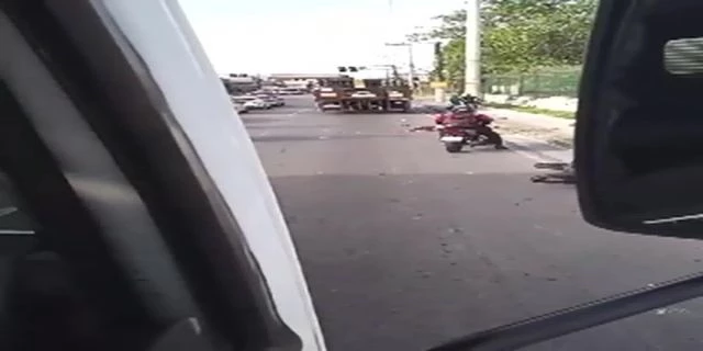 A Female Motorcyclist With A Smashed Head In An Accident