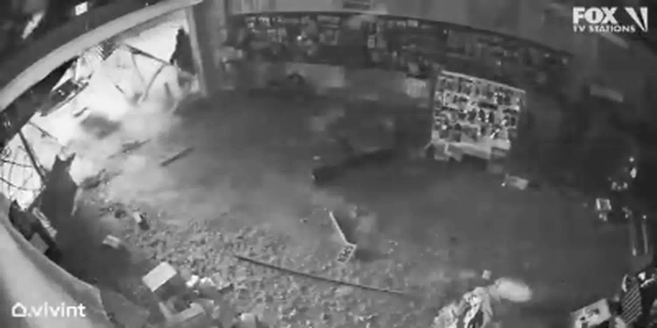 Surveillance Video Shows A Group Of Thieves Using A Car To Break Into A Garland Gun Store