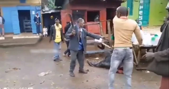 An Angry Bastard With A Machete Attacked A Man On The Street