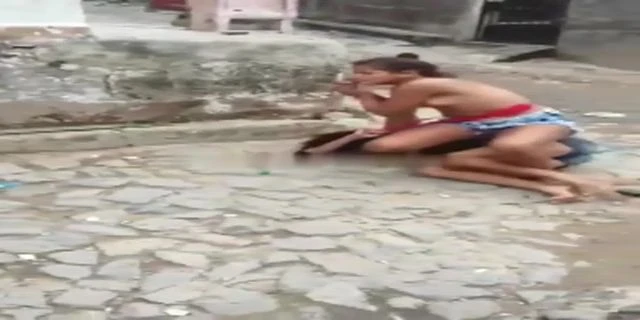 Street Fight Between Two Half-Naked Women