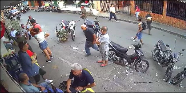 Knife Fight Between Two Men Over A Verbal Conflict