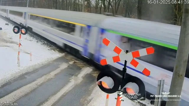 The Driver Ignored The Red Light And Drove Into A Moving Train. Poland